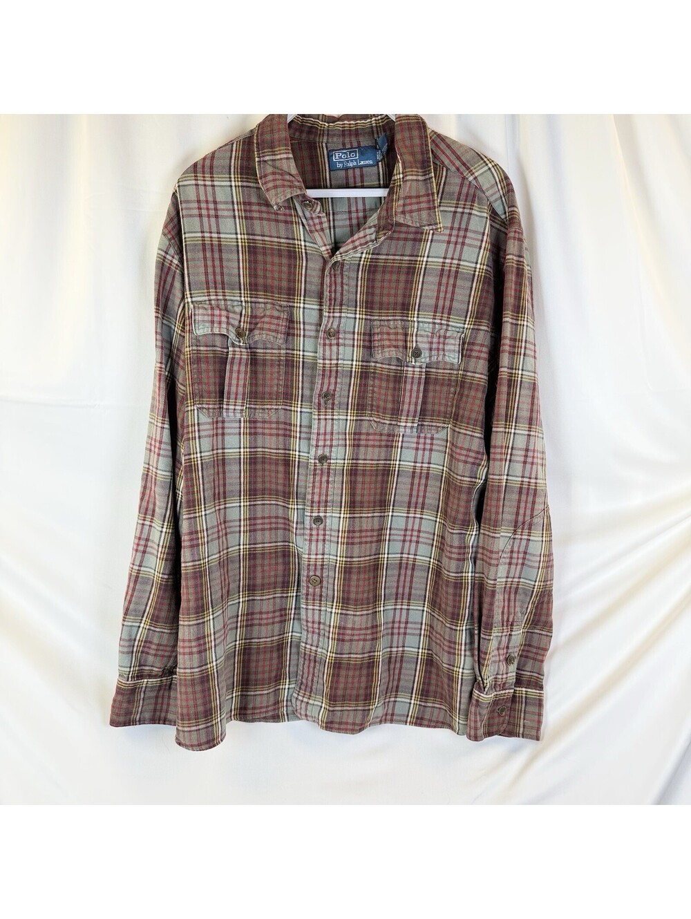 Vintage Polo Ralph Lauren Flannel Shirt Men's Brown Maroon Green XXL Men’s